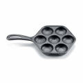 7-Holes Baking Tray Cast Iron Takoyaki Pan with Long Handle